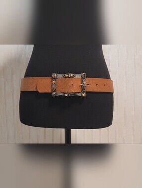 Antonella Vintage Genuine Leather Statement Belt - Size 80 / Small
